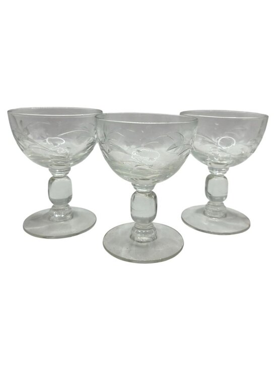 Heisey Other - Vtg Heisey Southwind Collection Set Of 3 Cocktail Etched Glasses Coup Stemmed
